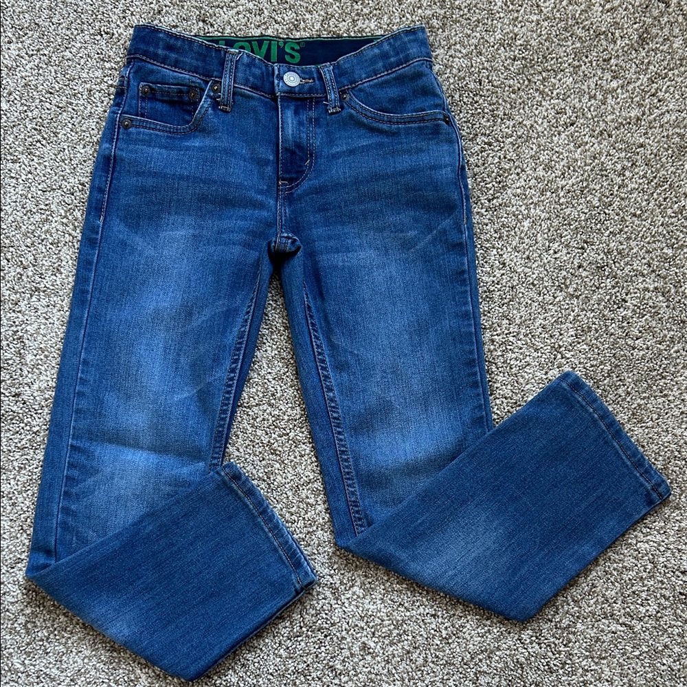 Levi's Boys Size 8 Regular Classic Straight Leg Blue Jeans with Adjustable Waist